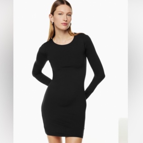 Babton Contour Crew Longsleeve Mini Dress In Black - Picture 1 of 4